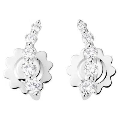 Pre-owned Mattioli Aspis Collection Earrings In 18k White Gold And White Diamonds