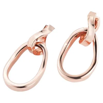 Pre-owned Mattioli Aspis Collection Earrings In Hammered Rose Gold In Red