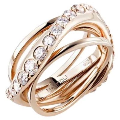 Pre-owned Mattioli Aspis Collection Ring In 18k Rose Gold And White Diamonds