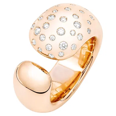 Pre-owned Mattioli Big Ring Hiroko Collection In 18k Rose Gold And White Diamonds