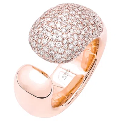 Pre-owned Mattioli Big Ring In 18k Rose Gold And White Diamonds Hiroko Collection
