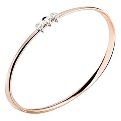 Pre-owned Mattioli Chips Bangle In Rose Gold White Gold Bezels And White Movable Diamonds