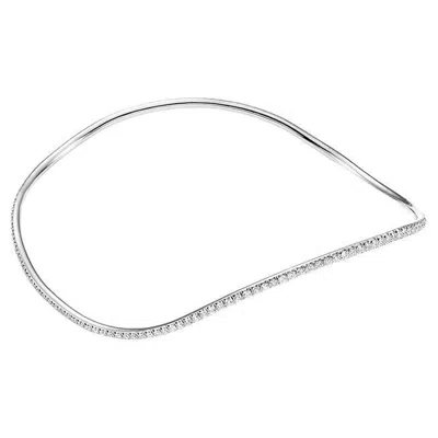 Pre-owned Mattioli Chips Bangle In White Goldand White Diamonds
