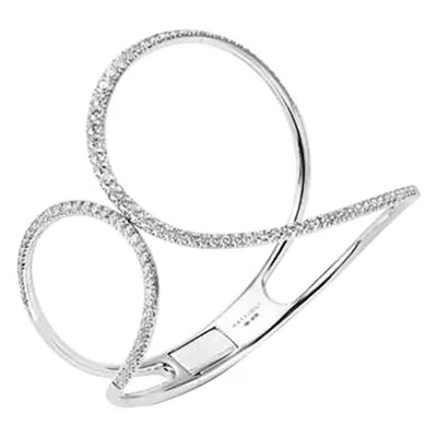 Pre-owned Mattioli Chips Contrarié Cuff In White Gold And White Diamonds