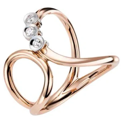 Pre-owned Mattioli Chips Contrarié Ring In Rose And White Gold Movable White Diamonds
