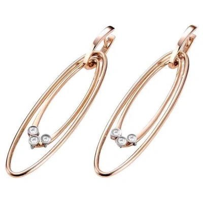 Pre-owned Mattioli Chips Oval Earrings In Rose Gold White Gold And Diamonds