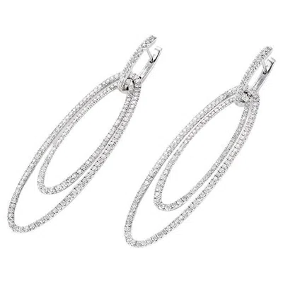 Pre-owned Mattioli Chips Oval Earrings In White Gold And Diamonds