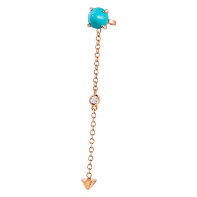 Pre-owned Mattioli Eve_r Mono Earring 18 Karat In Rose Gold And Turquoise, White Diamond