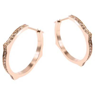 Pre-owned Mattioli Eve_r New Earrings In Rose Gold & Brown Diamonds In Red