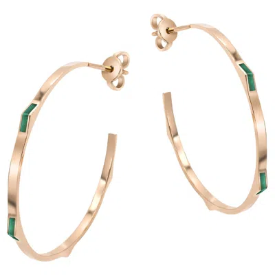 Pre-owned Mattioli Eve_r New Earrings In Rose Gold & Malachite In Red