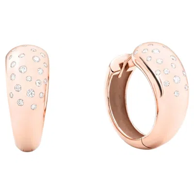 Pre-owned Mattioli Hiroko Collection Big Hoops Earrings In 18k Rose Gold And White Diamond