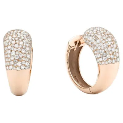 Pre-owned Mattioli Hiroko Collection Big Hoops Earrings In 18k Rose Gold And White Diamond
