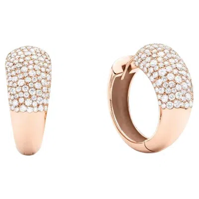 Pre-owned Mattioli Hiroko Collection Big Hoops Earrings White Diamonds In 18k Rose Gold