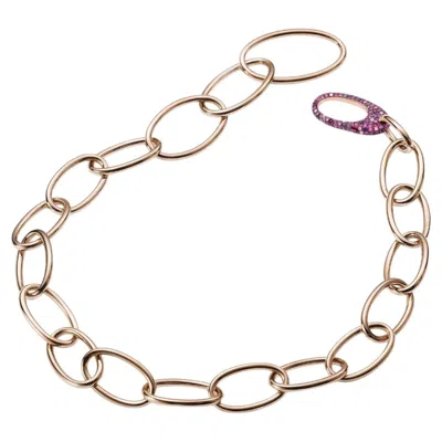 Pre-owned Mattioli Hiroko Collection Necklace In 18k Rose Gold White Diamonds & Sapphires