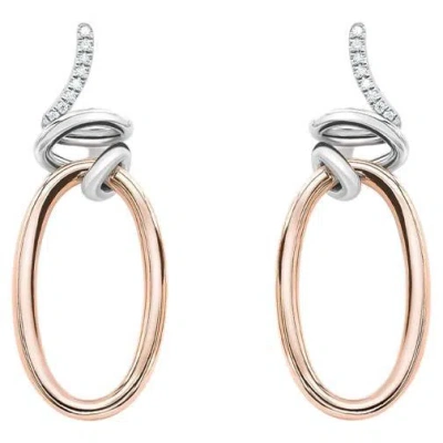 Pre-owned Mattioli Hiroko Collection Pendant Earrings In 18k Rose Gold And Diamonds In Red