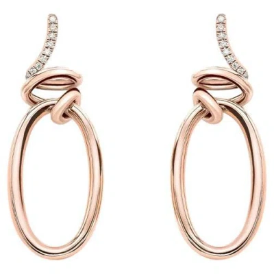 Pre-owned Mattioli Hiroko Collection Pendant Earrings In 18k Rose Gold And Diamonds In Red