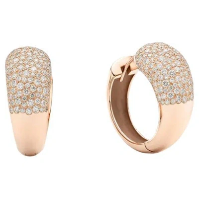 Pre-owned Mattioli Hiroko Collection Small Hoops Brown Diamond Earrings In 18k Rose Gold In Red