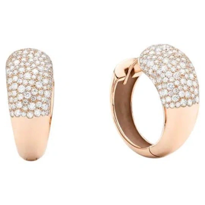 Pre-owned Mattioli Hiroko Collection Small Hoops White Diamonds Earrings In 18k Rose Gold