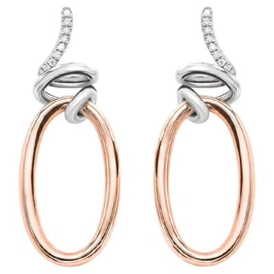 Pre-owned Mattioli Hiroko Pendant Earrings In 18k Rose And White Gold And White Diamonds