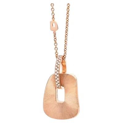 Pre-owned Mattioli Medium Puzzle 18k Hand Engraved Rose Gold & Diamonds Pendant In Red