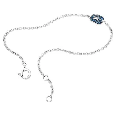 Pre-owned Mattioli Mini Puzzle Bracelet In 18k White Gold And Blue Saphhires