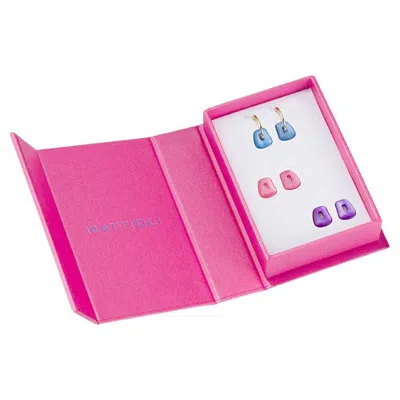 Pre-owned Mattioli Mini Puzzle Earring Box, With 3 Pairs Of Puzzles In 750 Gold In Multi