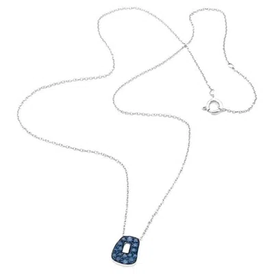 Pre-owned Mattioli Mini Puzzle Pendant In White Gold And Blue Sapphires