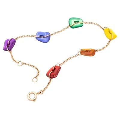 Pre-owned Mattioli Mini Puzzle Rainbow Bracelet In 18k Rose Gold In Red
