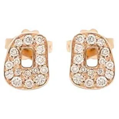 Pre-owned Mattioli Mini Puzzle Stud Earrings In Rose Gold And White Diamonds