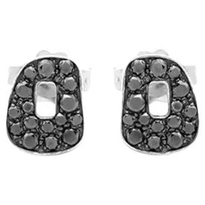Pre-owned Mattioli Mini Puzzle Stud Earrings In White Gold And Black Diamonds