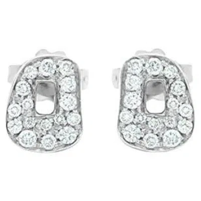 Pre-owned Mattioli Mini Puzzle Stud Earrings In White Gold And White Diamonds
