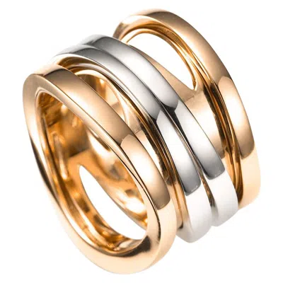 Pre-owned Mattioli Multisize Aspis Spinner Ring In Rose And White Gold