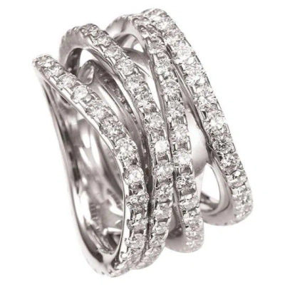 Pre-owned Mattioli Multisize Aspis Spinner Ring In White Gold And White Diamonds