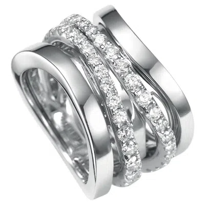 Pre-owned Mattioli Multisize Aspis Spinner Ring In White Gold And White Diamonds