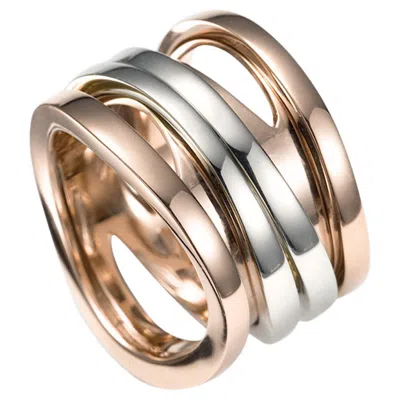 Pre-owned Mattioli Multisize Aspis Spinner Ring In Yellow And White Gold