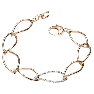 Pre-owned Mattioli Navettes Collection Bracelet In 18k Rose Gold & White Diamonds
