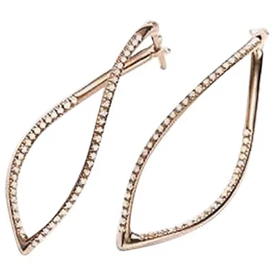 Pre-owned Mattioli Navettes Collection Earrings In Rose Gold And White Diamonds