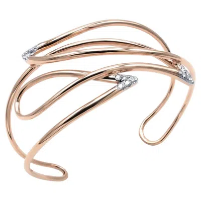 Pre-owned Mattioli Navettes Cuff In 18k Rose Gold & White Diamonds