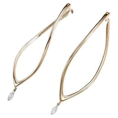 Pre-owned Mattioli Navettes Earrings In 18k Rose & White Gold And White Diamonds
