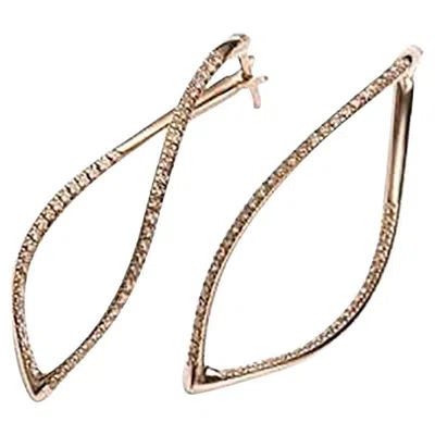 Pre-owned Mattioli Navettes Earrings In Rose Gold And Brown Diamonds In Red
