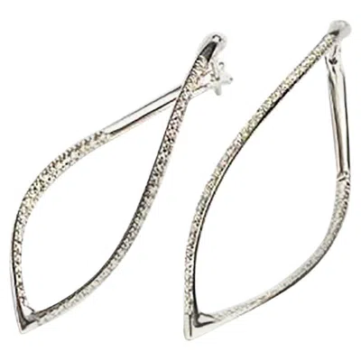 Pre-owned Mattioli Navettes Earrings In White Gold And White Diamonds