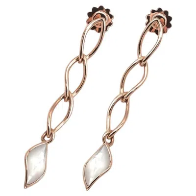 Pre-owned Mattioli Navettes Long Earrings In 18 K Rose Gold & Natural Mother Of Pearl In Red