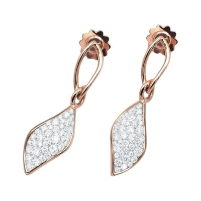 Pre-owned Mattioli Navettes Mono Right Earring In 18 K Rose Gold & White Diamonds