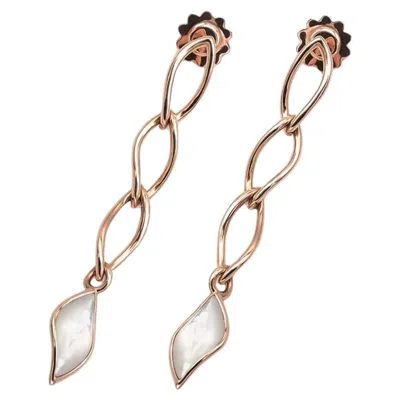 Pre-owned Mattioli Navettes Right Long Earring In 18 K Rose Gold & Natural Mother Of Pearl In Red