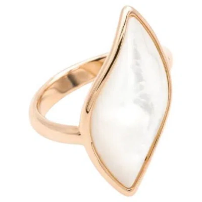 Pre-owned Mattioli Navettes Ring In 18k Rose Gold & Mother Of Pearl In Red