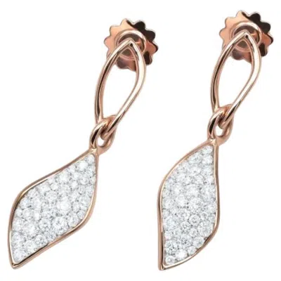 Pre-owned Mattioli Navettes Short Earrings In 18 K Rose Gold & White Diamonds