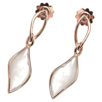 Pre-owned Mattioli Navettes Short Earrings In 18k Rose Gold And Mother Of Pearl In Red