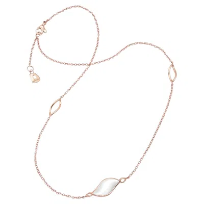 Pre-owned Mattioli Navettes Short Necklace In 18k Rose Gold And Natural Mother Of Pearl In Red