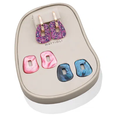 Pre-owned Mattioli New  Puzzle Arlecchino Medium Earrings 18k Gold, Diamonds & Shapphires In Multi