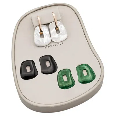 Pre-owned Mattioli Puzzle 18k Gold & Diamonds Medium Size Earrings Kit Of Three In Multi